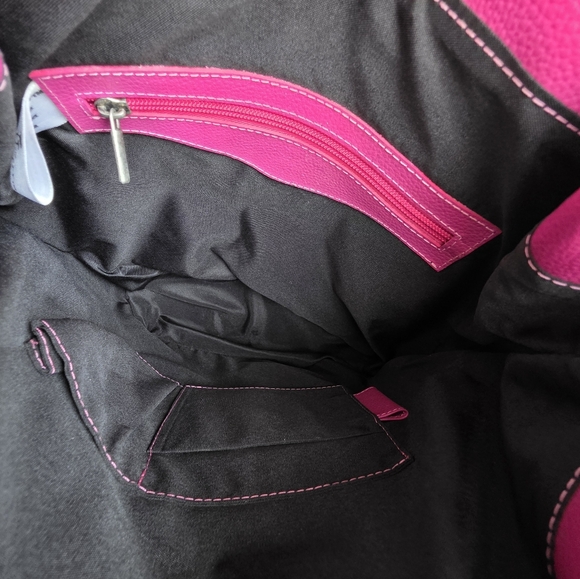 Convertible Backpack Fucsia with Tri Fold Leather Wallet Combo